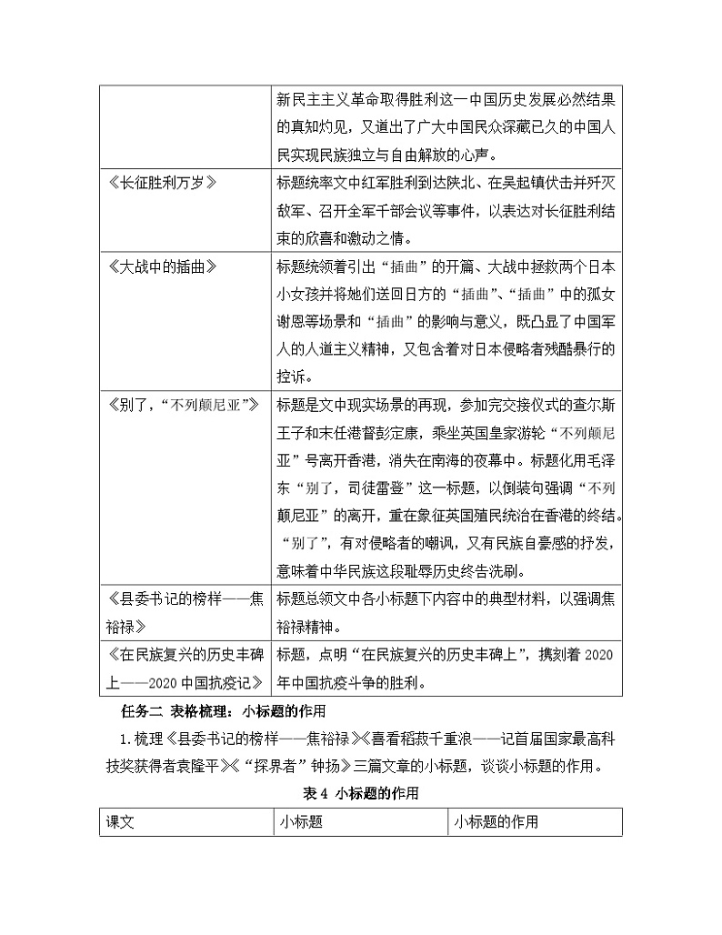 高中语文 人教统编版 选择性必修上册《【写作专题】标题与材料：学习如何根据标题选材》教学设计第3页