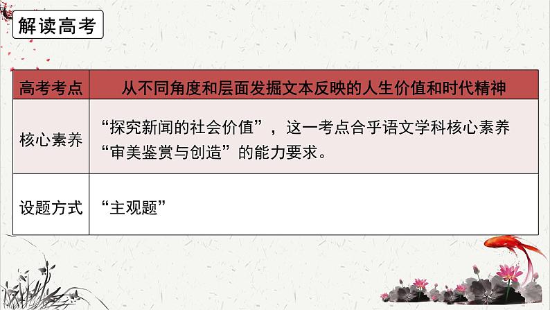 人教统编版高中语文选择性必修中册高考考点聚焦：探究新闻的社会价值 课件第6页