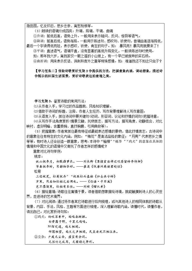 人教统编版高中语文必修 上册 第三单元 7*《归园田居（其一）》学习任务单（精品课）第2页