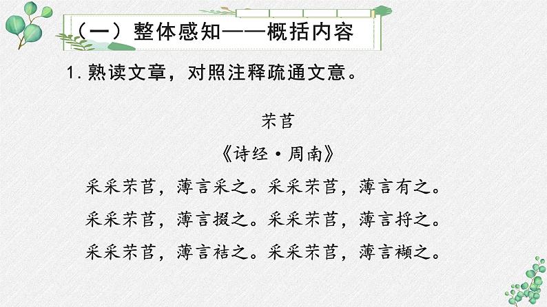 人教统编版高中语文必修 上册 第二单元  6*《芣苢》名师教学课件第6页