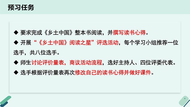 人教统编版高中语文必修 上册2-6.1*《实践活动专题：如是我读：交流〈乡土中国〉阅读体会》教学课件第3页