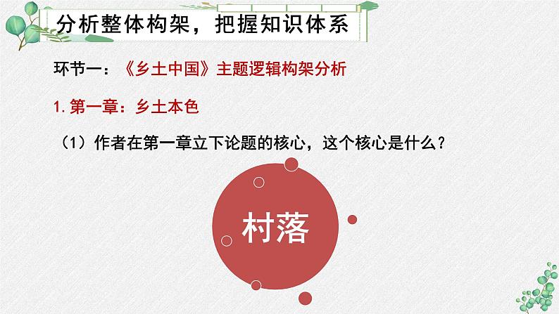 人教统编版高中语文必修 上册第五单元 整本书阅《乡土中国》名师教学课件（第二课时）第7页