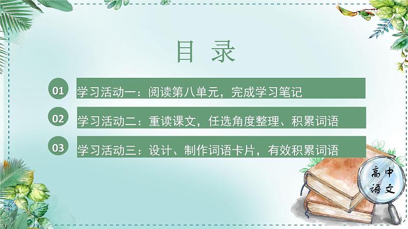 人教统编版高中语文必修上册 第八单元 词语积累与词语解释《学习任务一：制作词语卡片，丰富词语积累》单元教学课件第4页