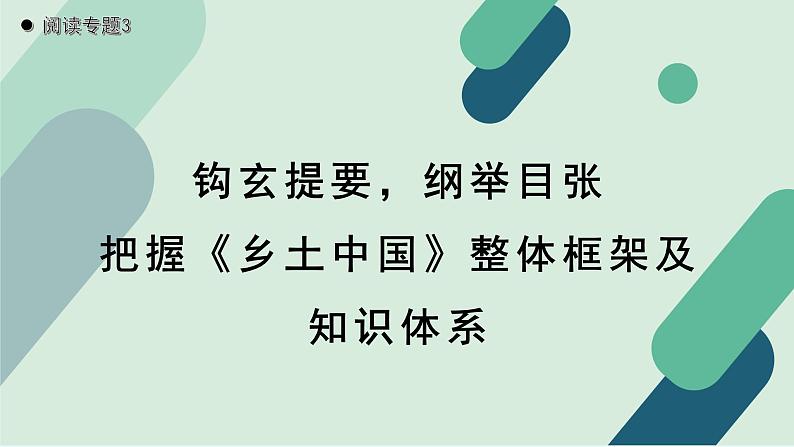 人教统编版高中语文必修上册第五单元《阅读专题3：钩玄提要，纲举目张：把握〈乡土中国〉整体框架及知识体系》教学课件第1页