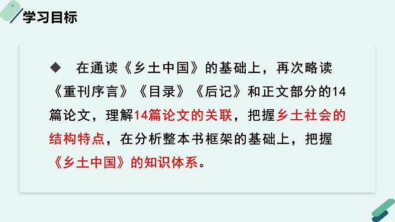 人教统编版高中语文必修上册第五单元《阅读专题3：钩玄提要，纲举目张：把握〈乡土中国〉整体框架及知识体系》教学课件第2页