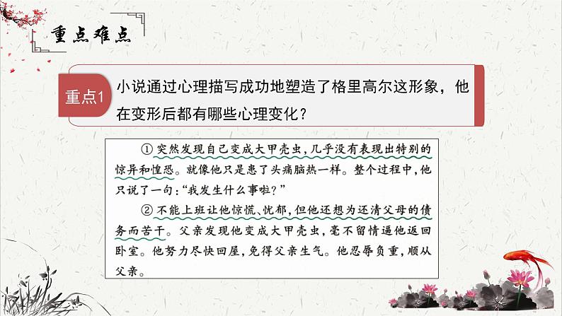 人教统编版高中语文必修 下册 6-14.2*《变形记（节选）》重难点探究  课件第6页