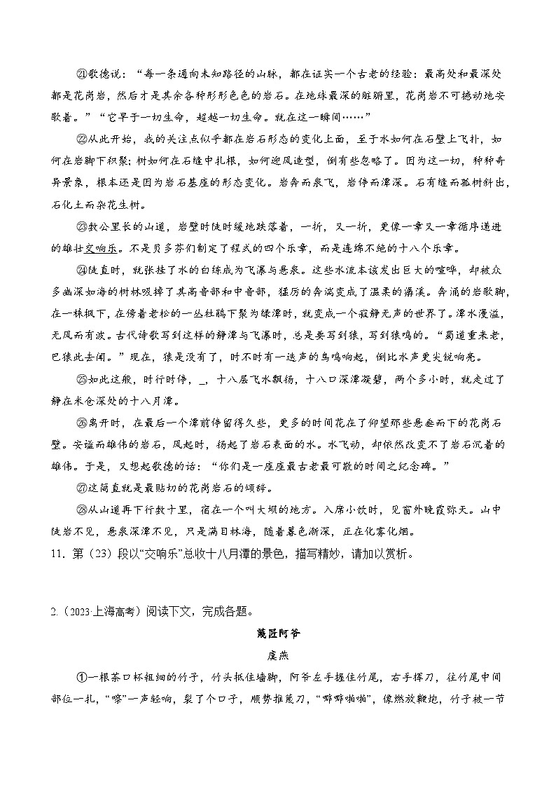 重点题12 文学作品阅读——景物描写赏析-备战2025年高考语文重点题型专练（上海专用）（原卷版）第3页