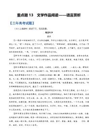 重点题13 文学作品阅读——语言赏析-备战2025年高考语文重点题型专练（上海专用）