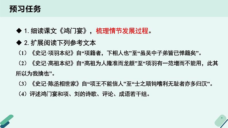 人教统编版高中语文必修 下册第一单元【阅读专题5】英雄的性格与命运：《鸿门宴》群文联读 课件第3页