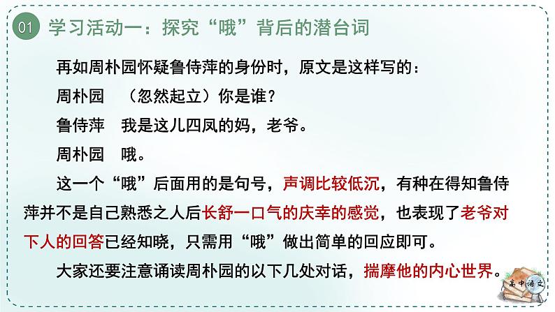 人教统编版高中语文必修下册第二单元良知与悲悯《学习任务二：再次阅读文本，把握戏剧语言特点》单元教学课件（2课时）第8页