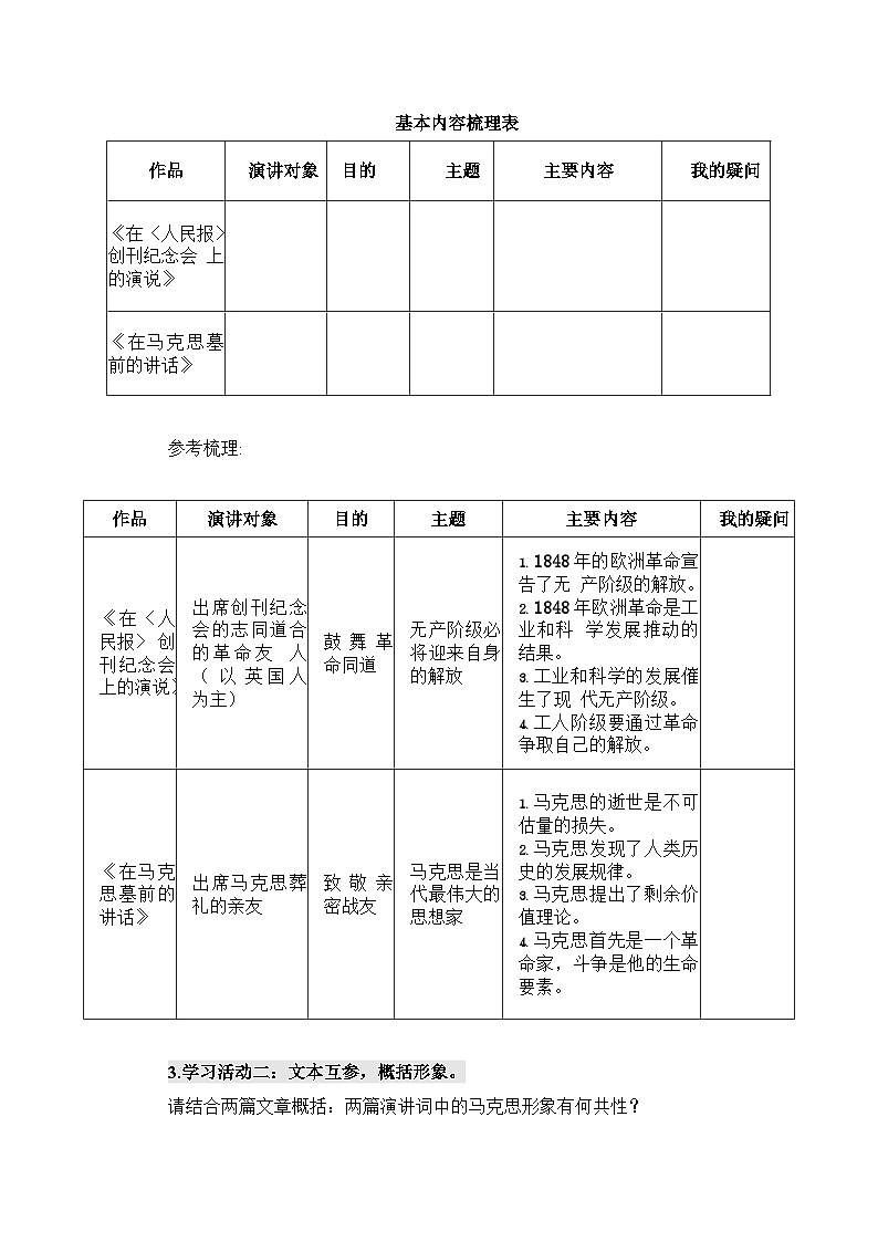 人教统编版高中语文必修下册第一单元中华文明之光《学习任务一：参读演讲词两篇，走近革命领袖典》教学设计（4课时）第2页