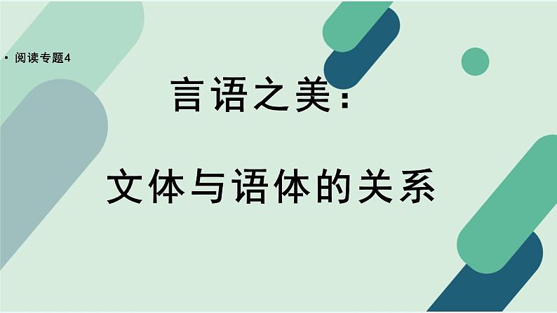 人教统编版高中语文必修下册【阅读专题4】言语之美：文体与语体的关系  课件第1页