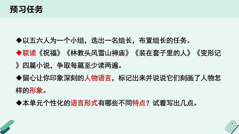 人教统编版高中语文必修下册【阅读专题5】语言：小说个性化语言欣赏 课件第3页