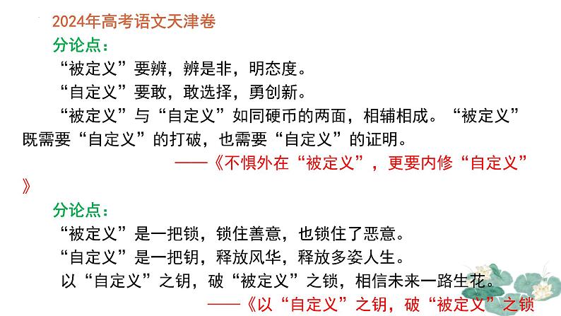 议论文对照式分论点拟写方法（以2024年高考语文天津卷为例）-备战2025年高考语文写作技巧（全国通用）课件PPT第8页