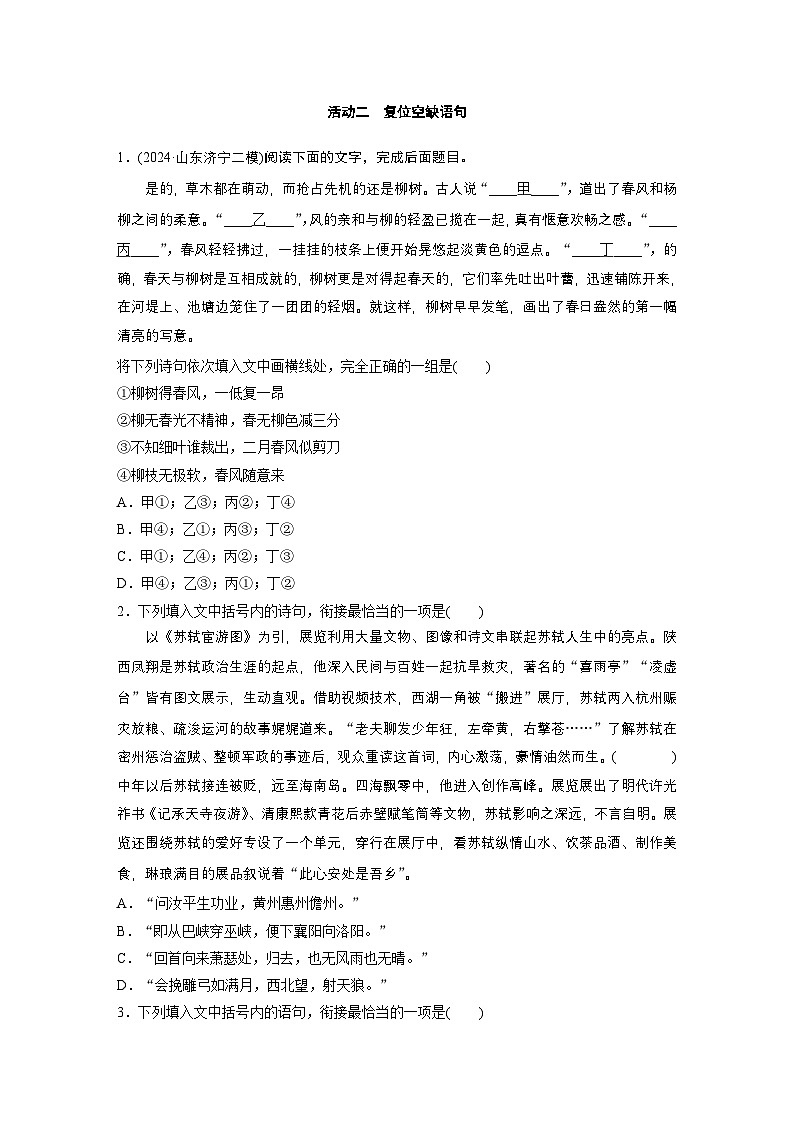 复习任务群七   学案28　补写语句，严整衔接--2025语文步步高大二轮专题复习（学案）第3页