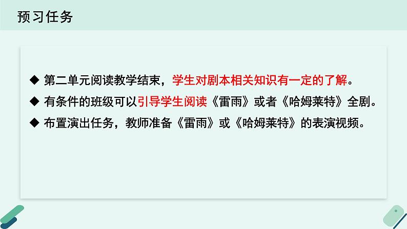 人教统编版高中语文必修 下册【实践活动专题】为了更好的呈现：从剧本到“台本”  课件第3页