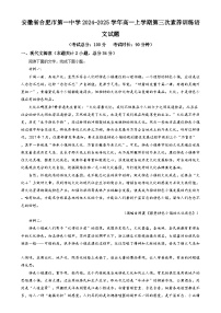 安徽省合肥市第一中学2024-2025学年高一上学期第三次素养训练语文试题  Word版含解析