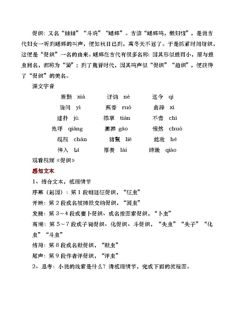 部编版2024高中语文必修下册14《促织》教学设计第3页