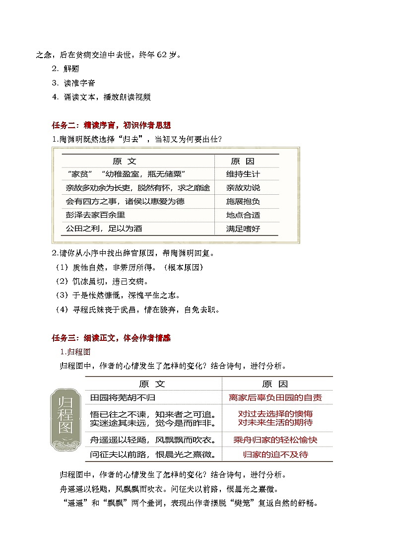 部编版2025高中语文选择性必修下册《归去来兮辞并序》 教案第2页