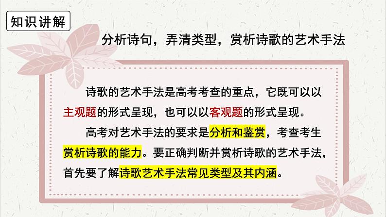 人教统编版高中语文必修 上册高考考点聚焦：鉴赏诗歌的艺术手法  课件第4页