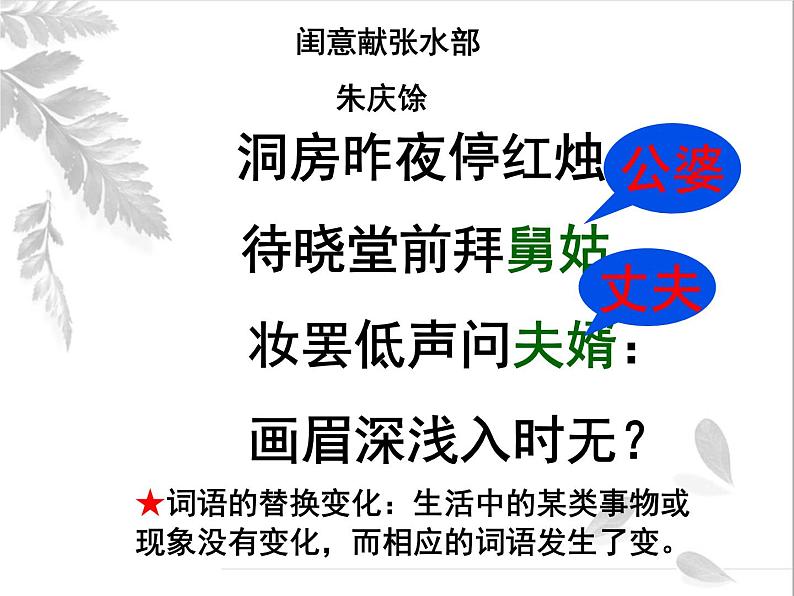 高中语文 人教版 (新课标) 选修《中国民俗文化》第五单元《古今言殊—汉语的昨天和今天》课件第8页