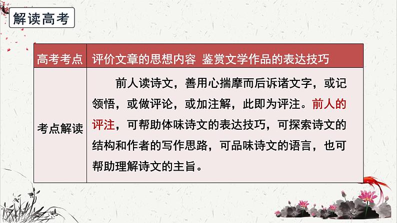 高中语文 人教统编版选择性必修下册高考考点聚焦：品析前人评注要言之成理  课件第5页