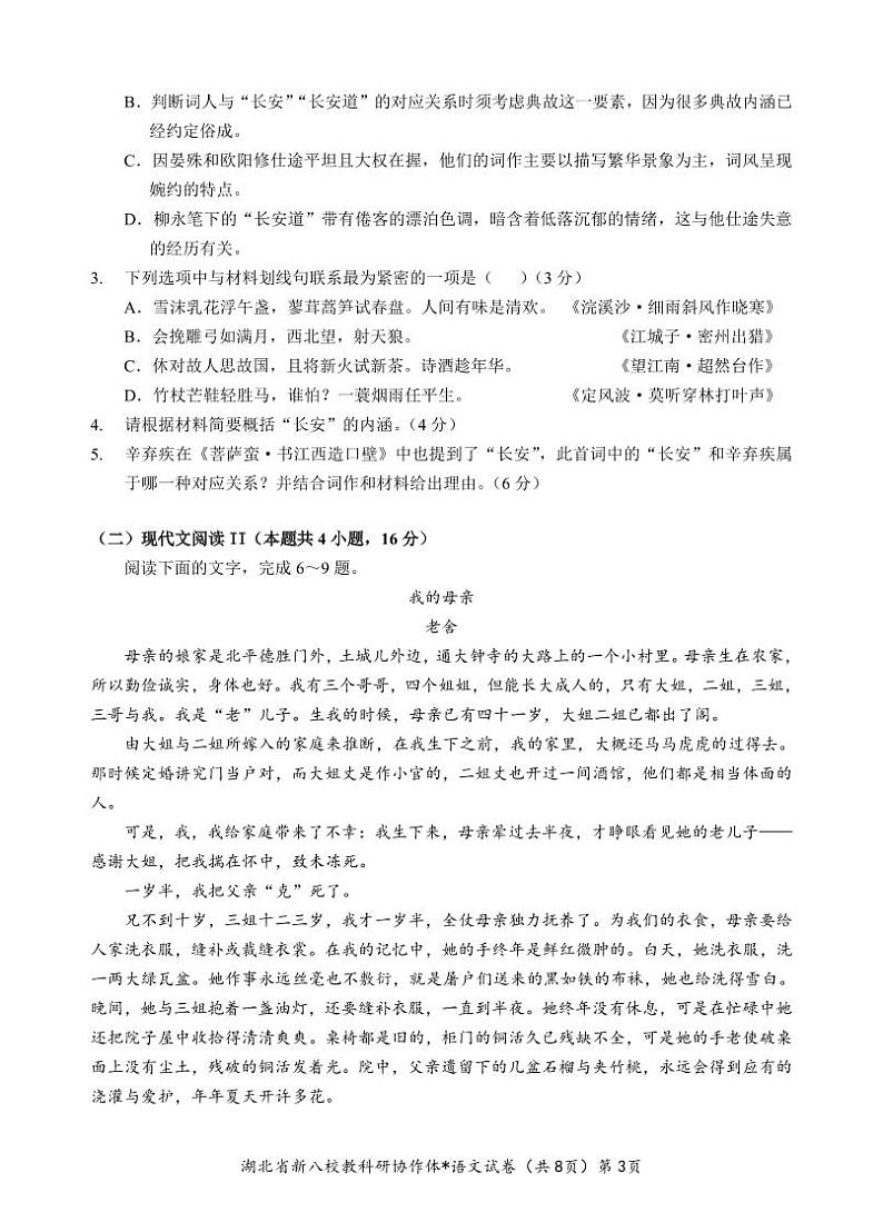 新八校高三语文试卷第3页