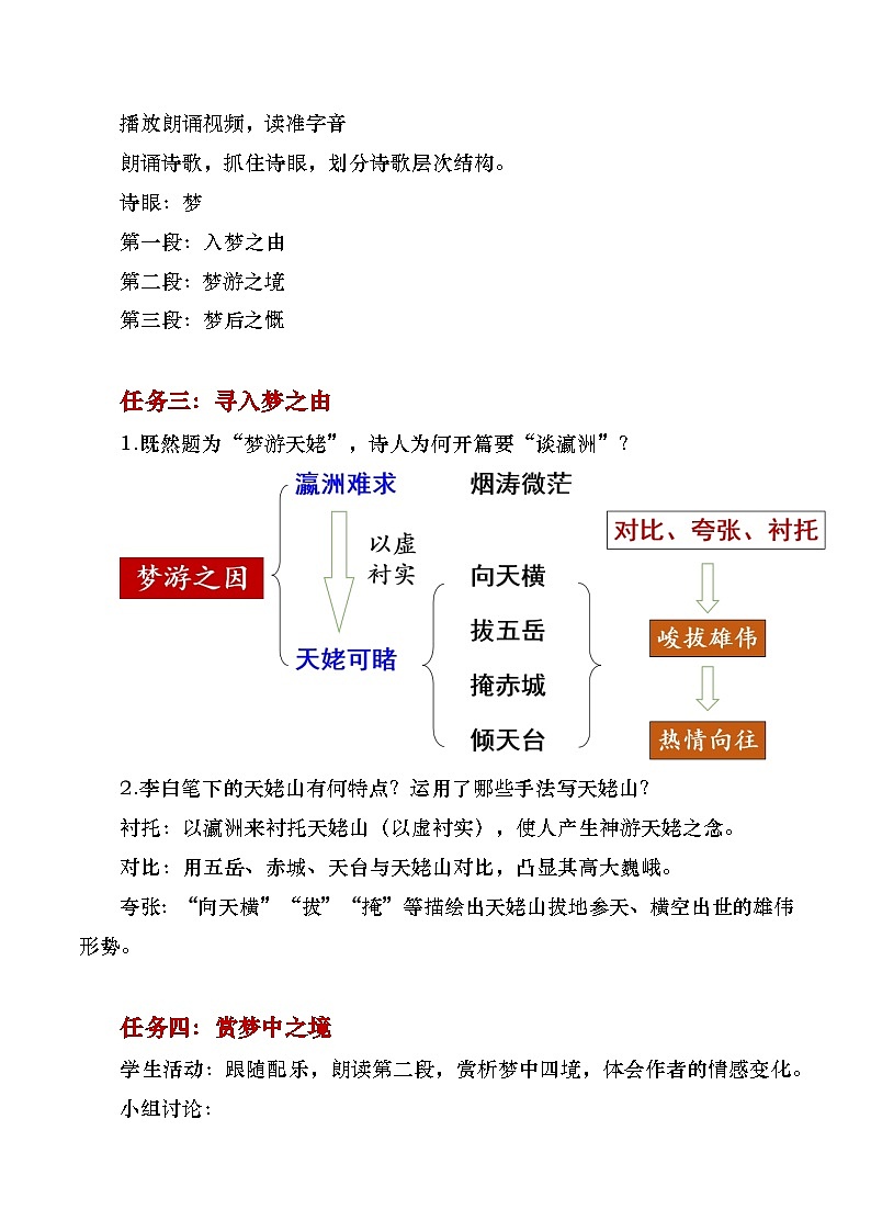 部编版2025高中语文必修上册《梦游天姥吟留别》教学设计第3页