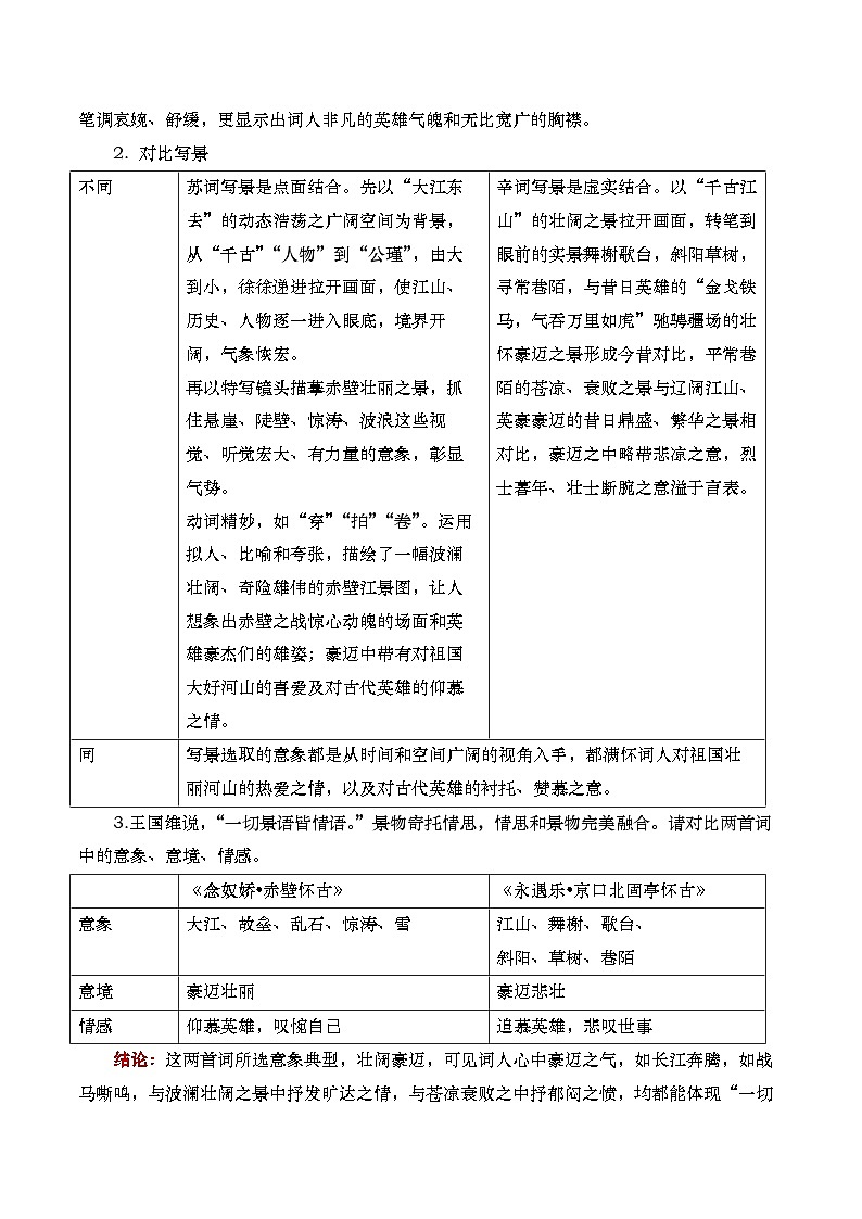 部编版2025高中语文必修上册《念奴娇赤壁怀古》《永遇乐京口北固亭怀古》群文阅读教学设计第3页