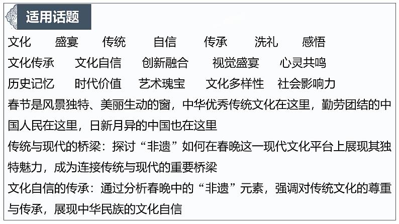 春晚里的非遗：一次文化自信的展示 课件-2024-2025学年高考语文作文时新热点素材讲练第6页