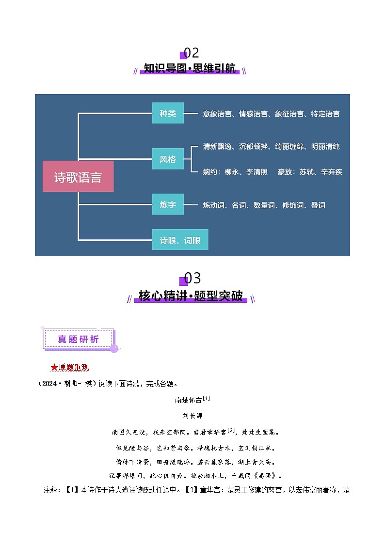 专题21 古诗鉴赏（诗歌语言）讲义-2025年高考语文二轮复习讲练（北京专用）（原卷版）第2页