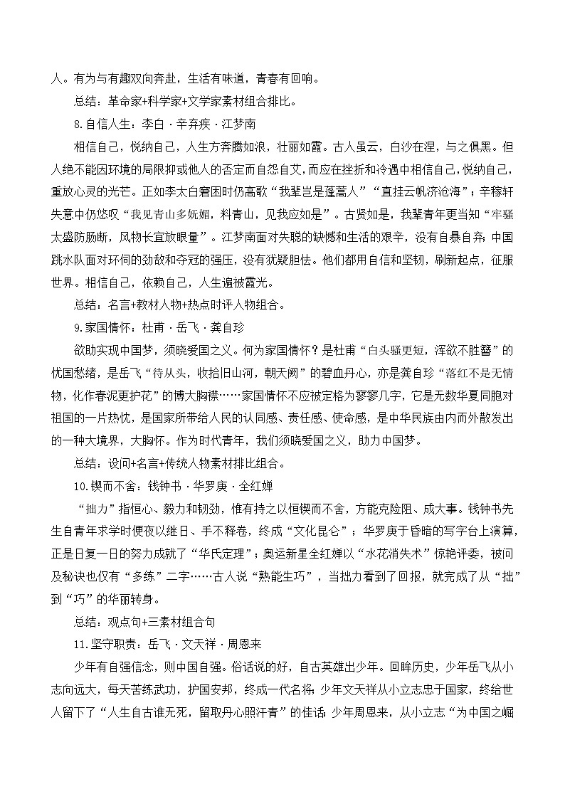 高考议论文论据集锦之人物素材组合运用范例-备战2025年高考语文议论文写作全面指导（全国通用） 学案第3页