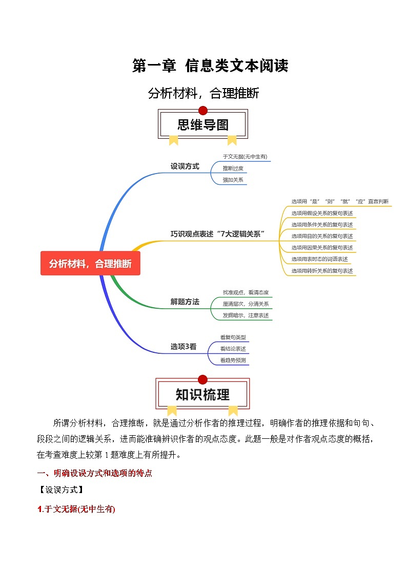新高考语文一轮复习信息类文本分析专题03：材料，合理推断（原卷版）第1页