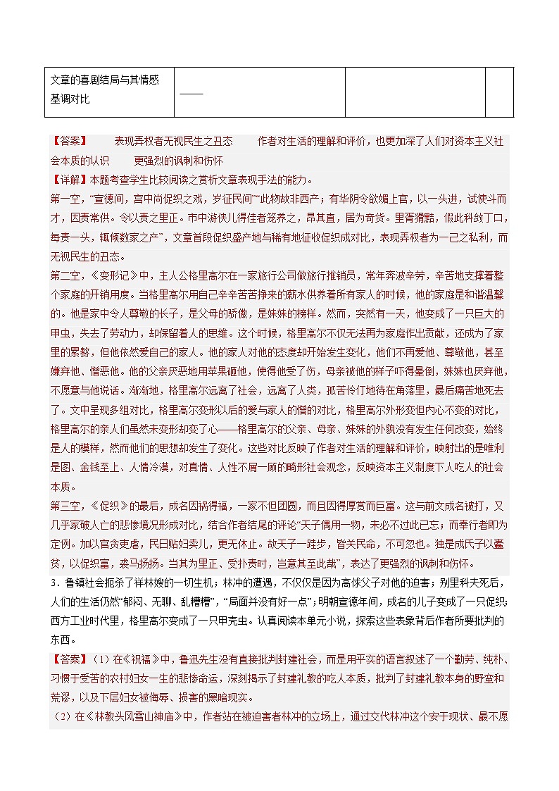 新高考语文一轮复习讲练测第04讲 必修下《促织》（练习）（解析版）第3页