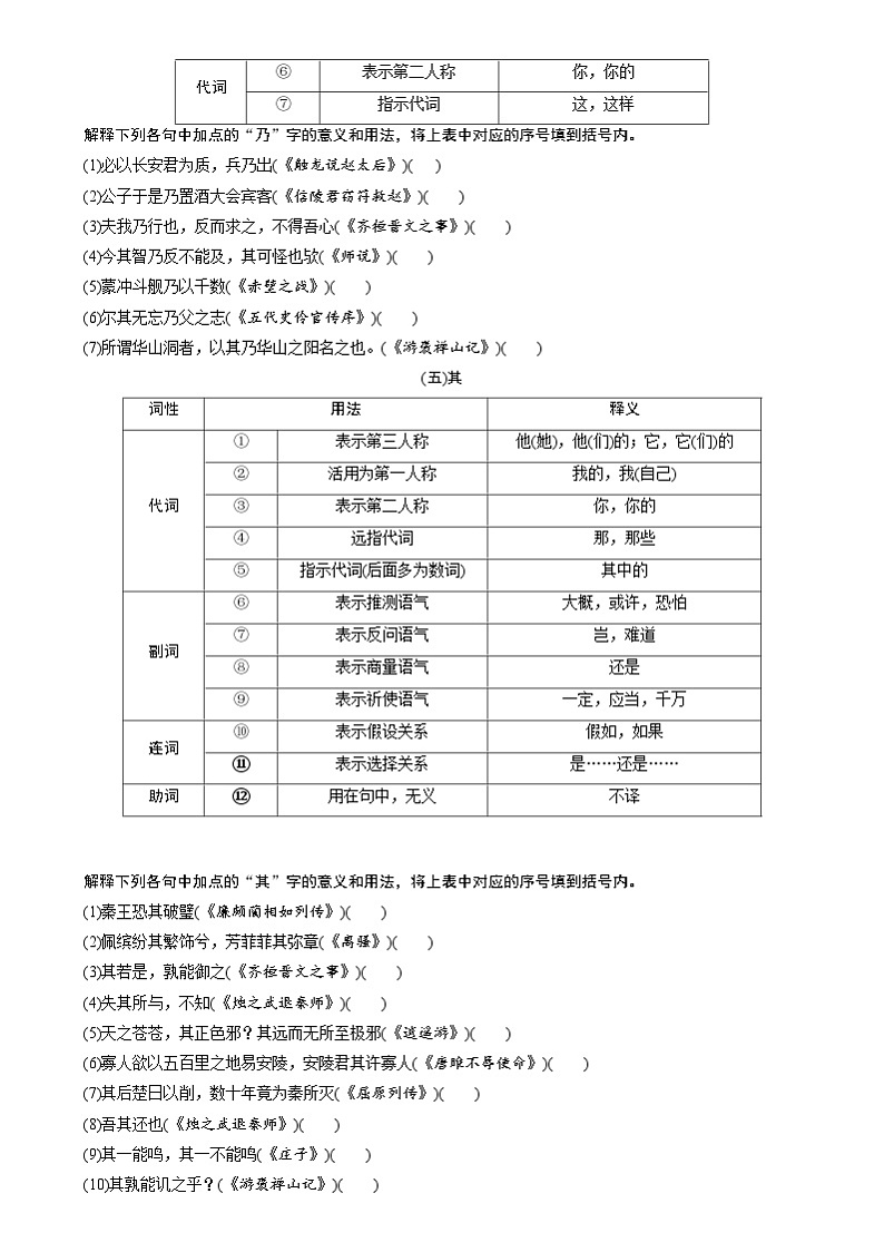 新高考语文一轮复习讲练测第12讲 文言虚词理解和翻译（练习）（原卷版）第3页