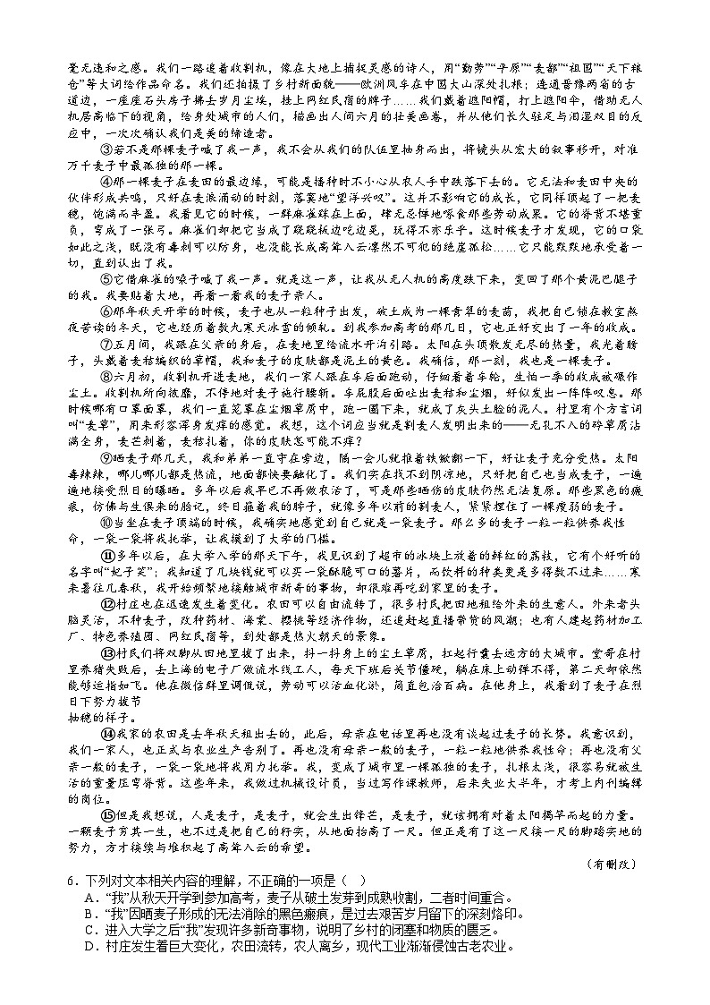 广东省阳江市高新区2024-2025学年高一上学期1月期末考试语文试卷（Word版附答案）第3页