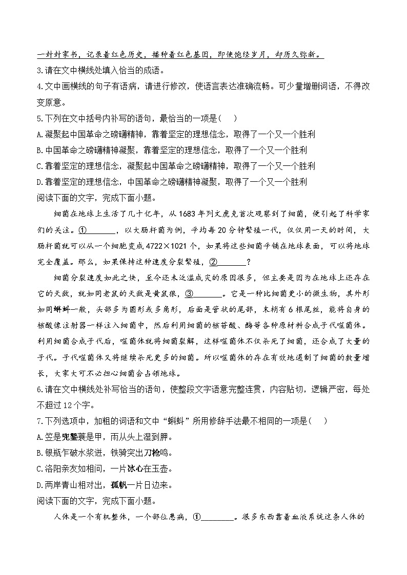 2025届高考语文二轮复习试题  专题六 语言文字运用（含答案）第2页