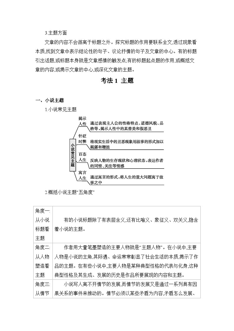 2025届高考语文二轮复习试题 专题二 文学类文本阅读（含双文本） 专案七 文学类文本的主（标）题第2页