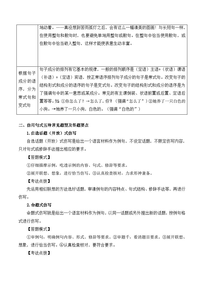 2025届高考语文一轮复习大单元知识清单（13）仿用、变换句式第3页