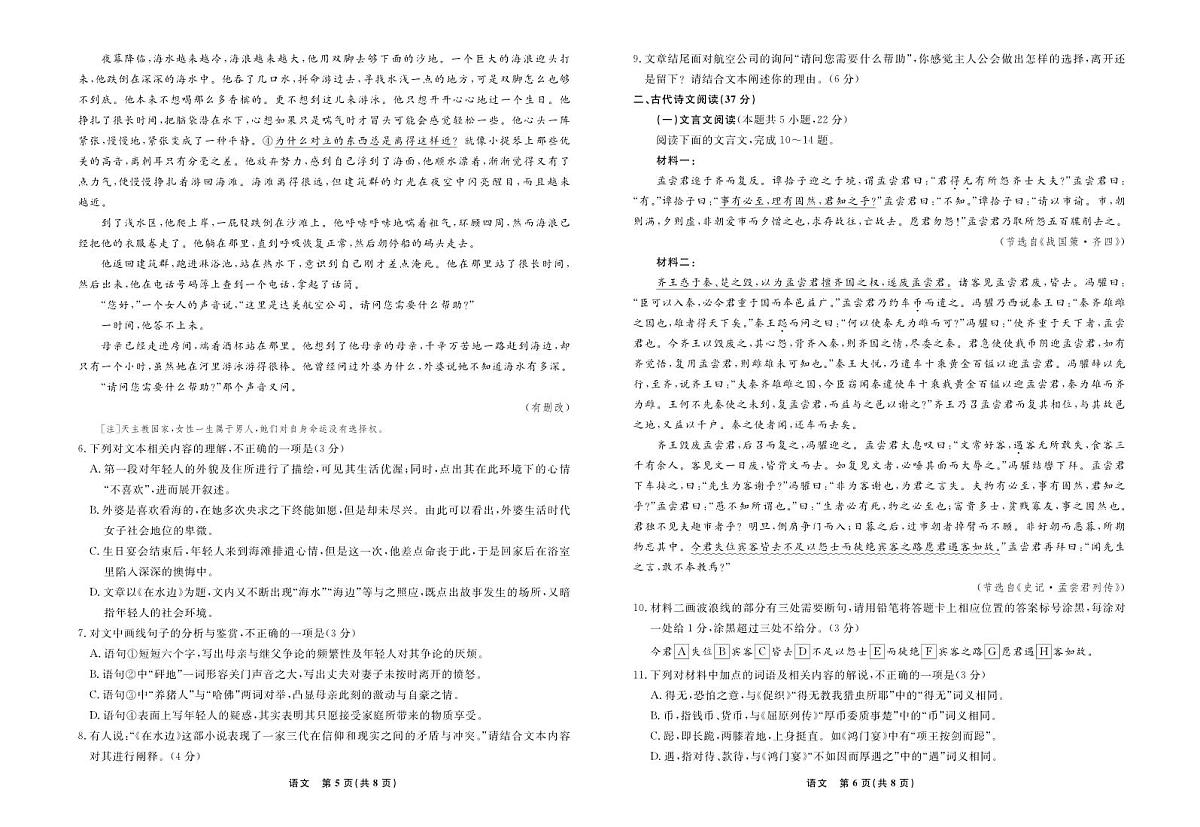 语文-辽宁省名校联盟2025届高三下学期3月强化版试题第3页
