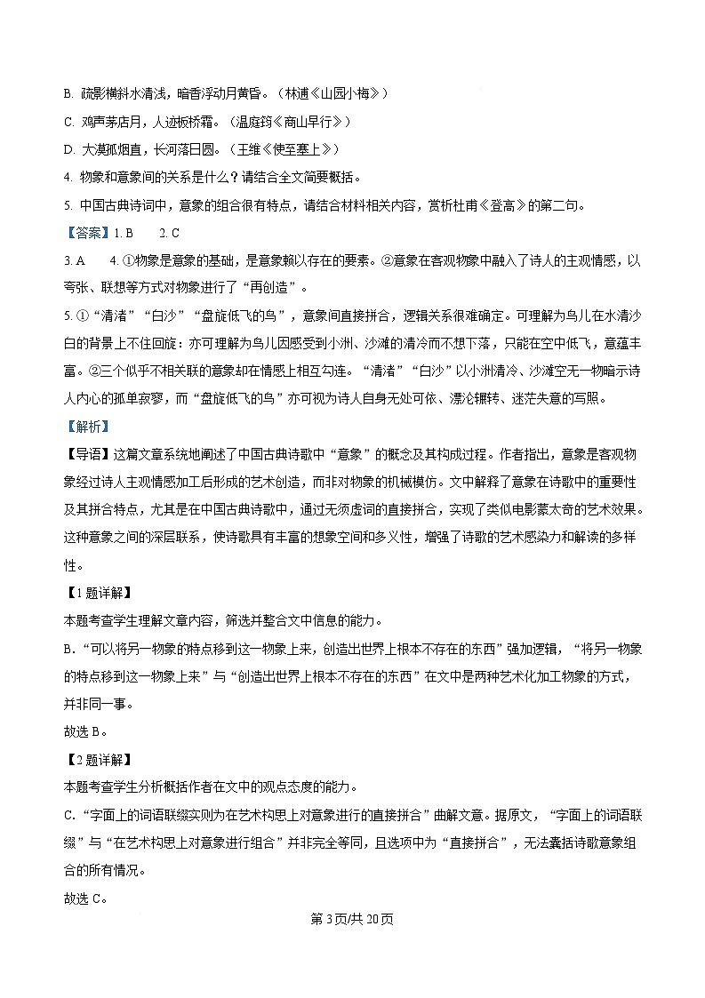 湖北省武汉市2024-2025学年高一上学期期末语文试题含解析第3页