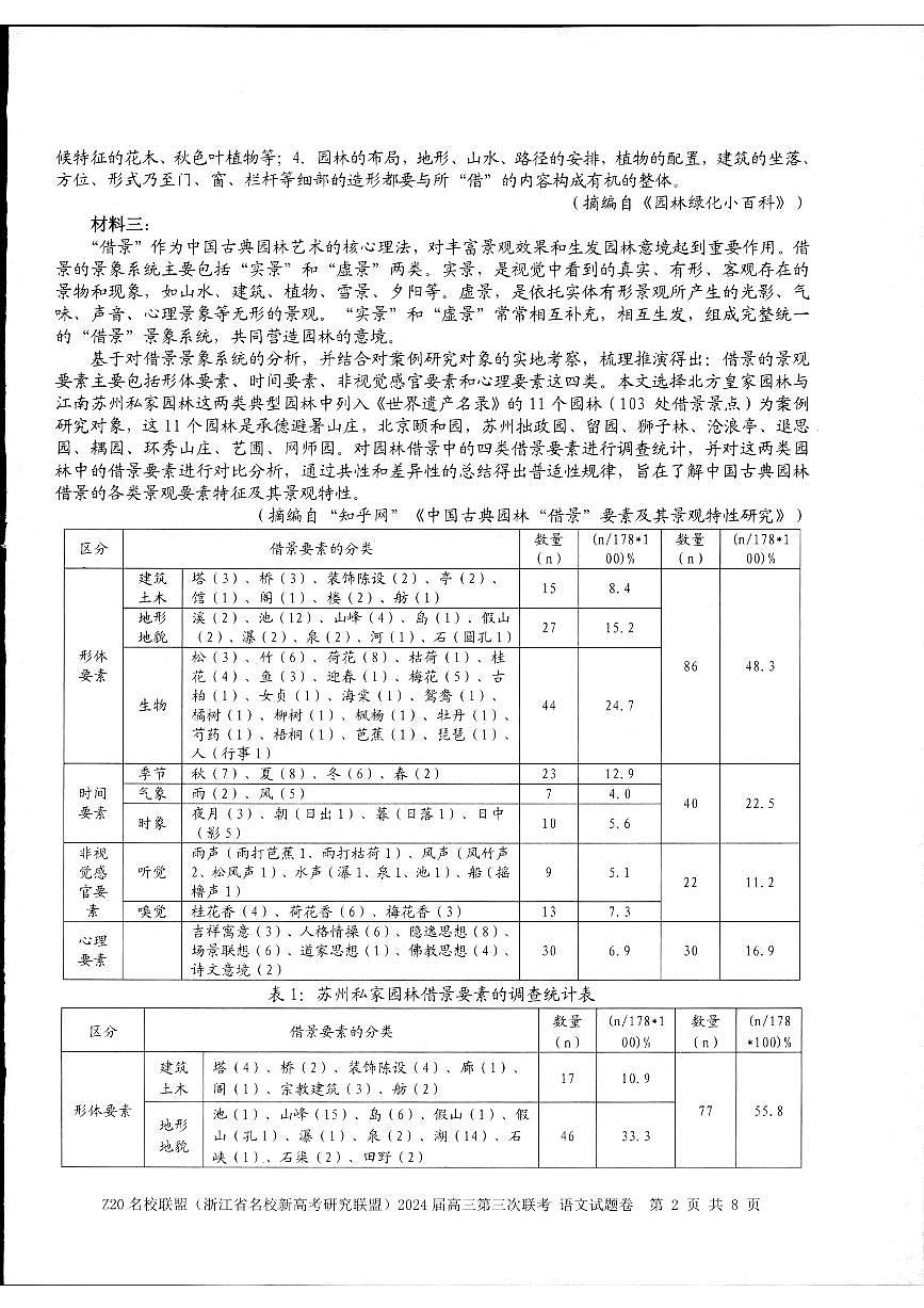 2024届浙江省名校新高考研究联盟高三第三次联考语文试题第2页