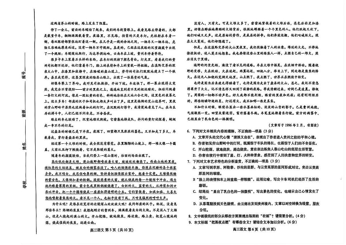 语文-山东省潍坊市2025届高三下学期3月第一次模拟试题（非标答）第3页