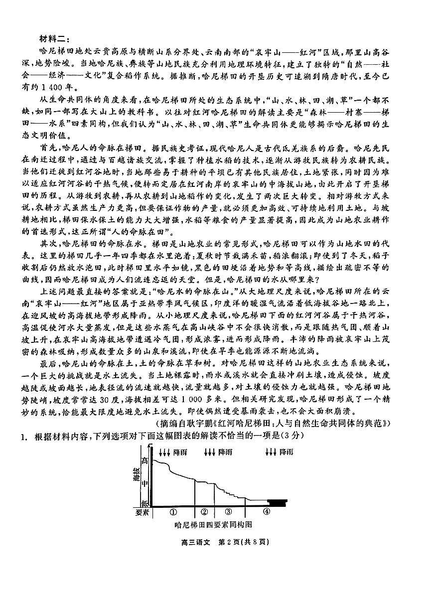 辽宁省点石联考（辽宁县级协作体）2024-2025学年度上学期2025届高三年级期中考试语文试卷+答案第2页