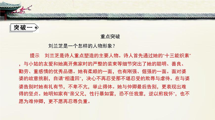 人教统编版高中语文 选择性必修下册 第一单元第二课《孔雀东南飞（并序）》重难点探究  讲义课件PPT学案第3页