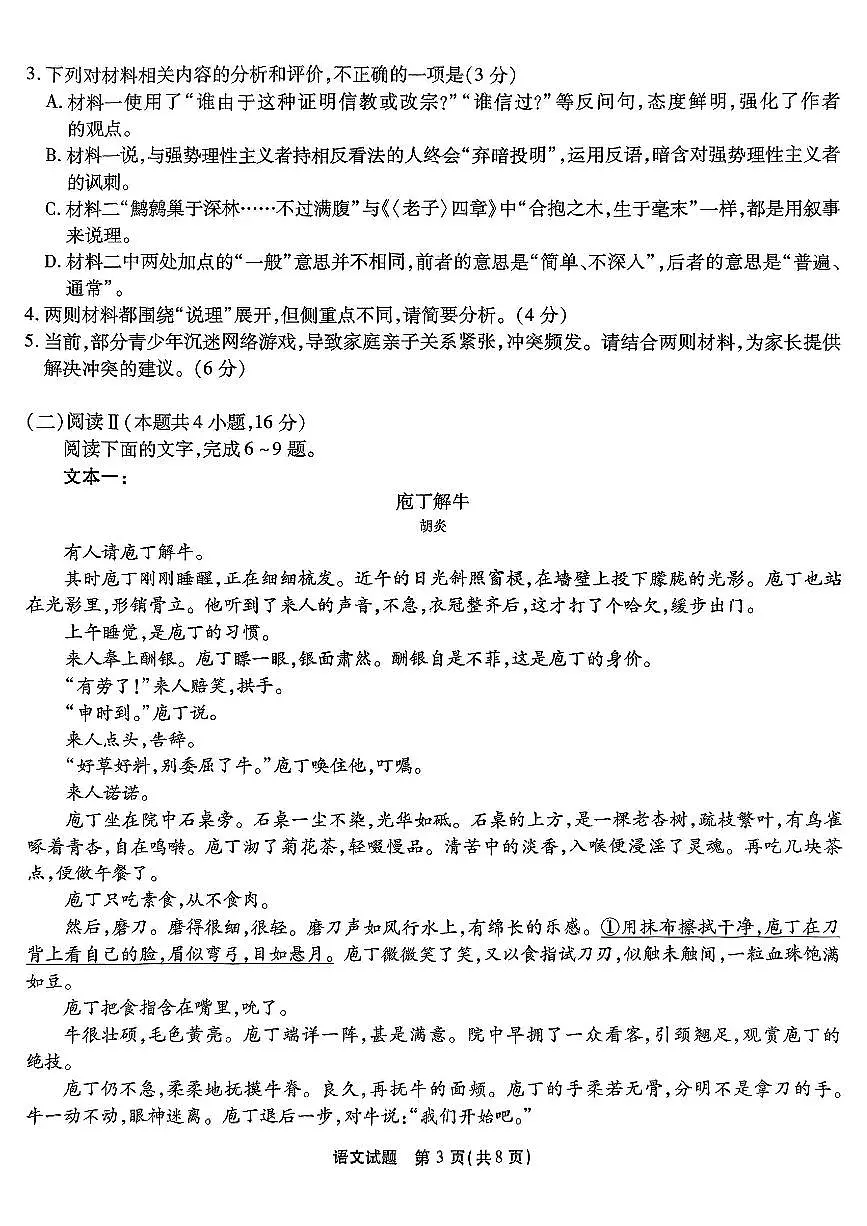 重庆市南开中学高2025届高三第七次质量检测语文第3页