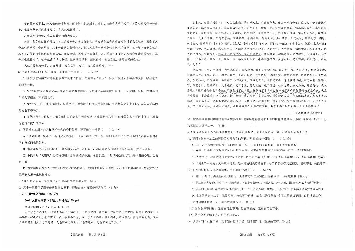 2024届安徽省徽师联盟高三上(11月考)-语文试题（含答案）第3页
