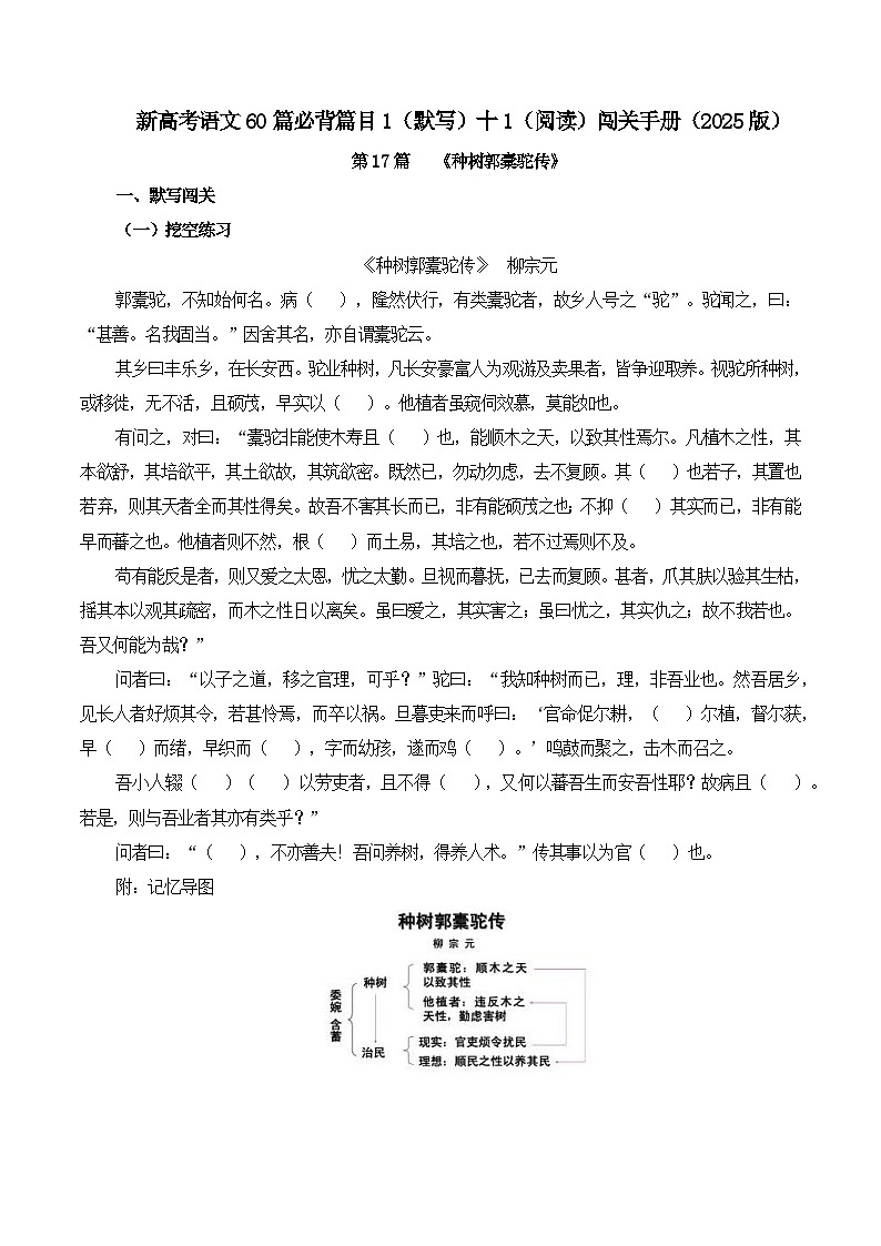 第17篇 《种树郭橐驼传》（原卷版）第1页