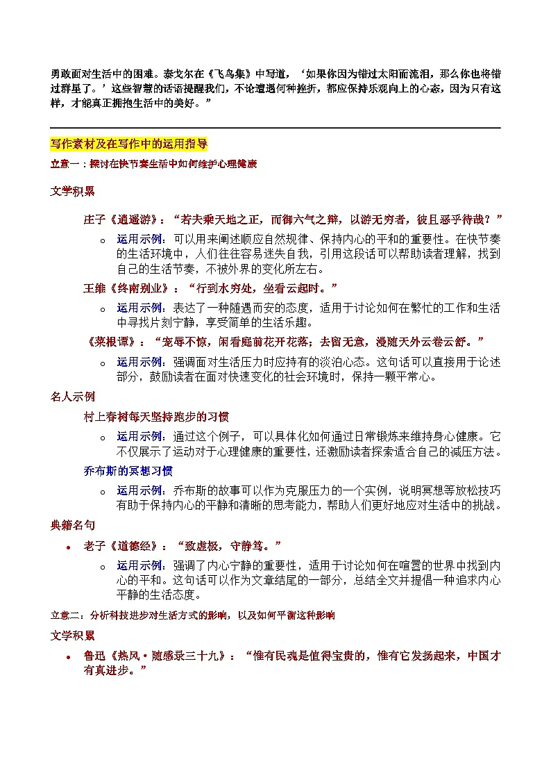 2025福建省3月高三省质检“疾速发展时代下的身心坚守”审题立意及范文-备战2025年高考语文各地作文导写（附答案解析）第3页
