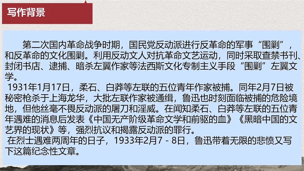 统编版高中语文选择性必修中册《为了忘却的记念》教学课件第6页